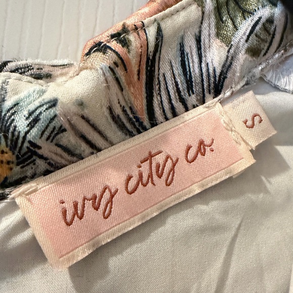 Ivy City Co Cream Midi Dress with Peach and Olive Floral - Picture 2 of 6